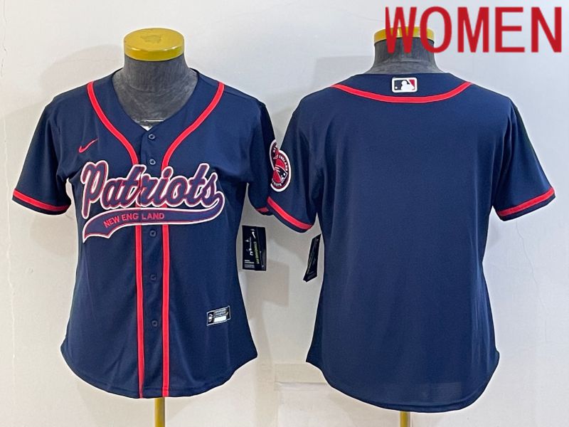 Women New England Patriots Blank Blue 2022 Nike Co branded NFL Jerseys->women nfl jersey->Women Jersey